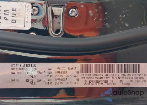 2017 Dodge Journey Sxt Awd z USA, uszkodzony, nr VIN 3C4PDDBG5HT575200